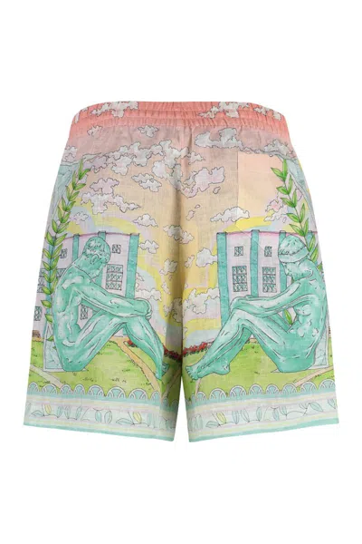 Casablanca Linen Shorts With Printed Graphic Design