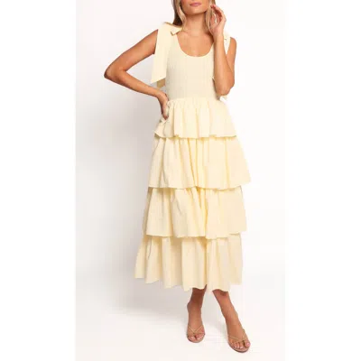 Petal And Pup Petal & Pup Raphael Tiered Cotton Maxi Sundress In Yellow