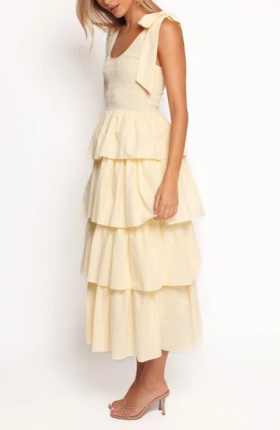 Petal And Pup Petal & Pup Raphael Tiered Cotton Maxi Sundress In Yellow