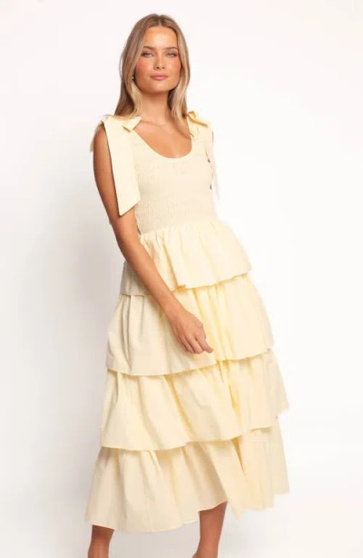 Petal And Pup Petal & Pup Raphael Tiered Cotton Maxi Sundress In Yellow