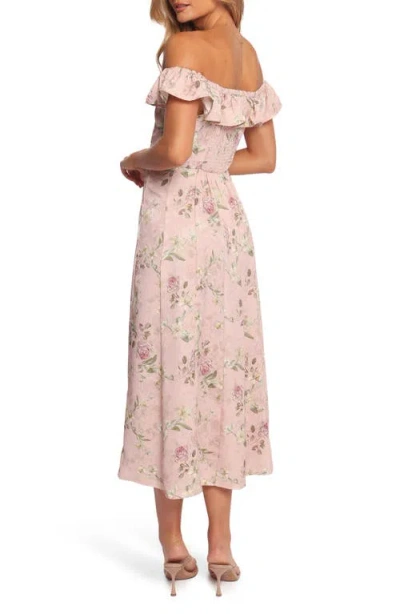 Petal And Pup Petal & Pup Lauryn Floral Off The Shoulder Midi Dress In Pink