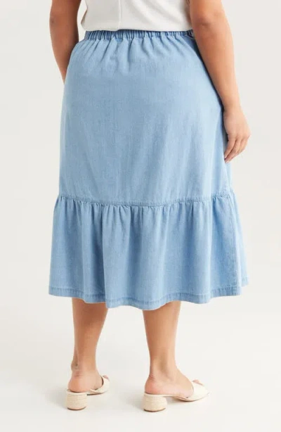 Jones New York Women's Tiered Button Up Skirt In Blue