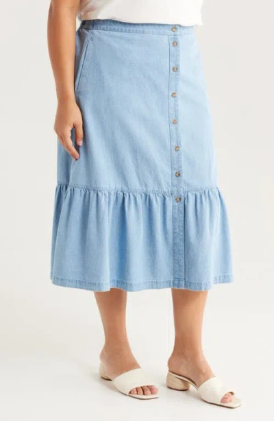 Jones New York Women's Tiered Button Up Skirt In Blue