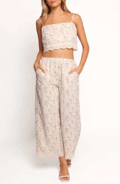 Petal And Pup Petal & Pup Alison Floral Crop Camisole & Pants Set In White