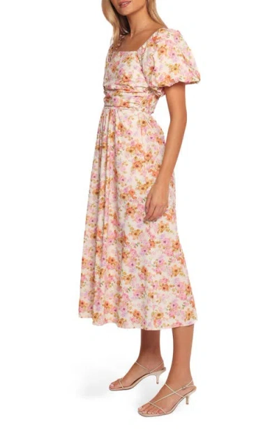 Petal And Pup Petal & Pup Clo Floral Puff Sleeve Cotton Midi Dress In Multi