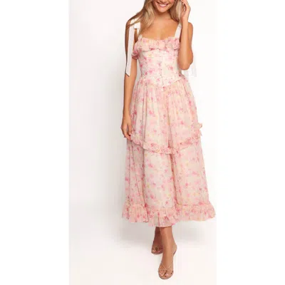 Petal And Pup Petal & Pup Zenith Ruffle Tie Strap Maxi Dress In Pink