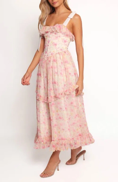 Petal And Pup Petal & Pup Zenith Ruffle Tie Strap Maxi Dress In Pink