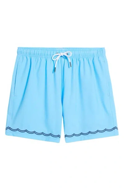 Mavrans Wavy Stitch Embroidered Performance Swim Trunks