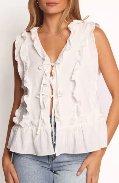 Petal And Pup Petal & Pup Athena Ruffle Tie Front Cotton Tank In White