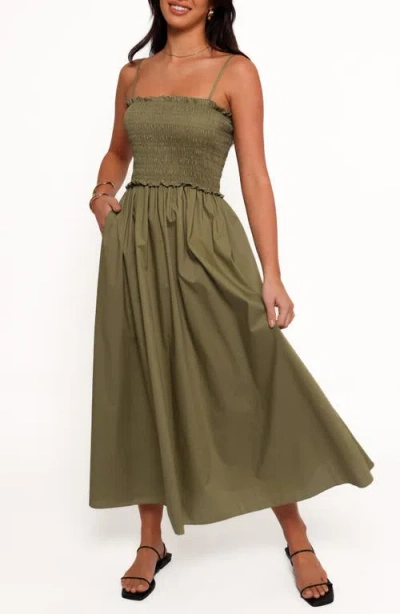 Petal And Pup Petal & Pup Nigella Ruffle Smocked Bodice Maxi Dress In Green