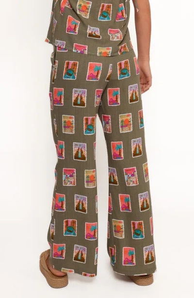 Petal And Pup Petal & Pup Hana Print Tie Waist Wide Leg Pants In Green