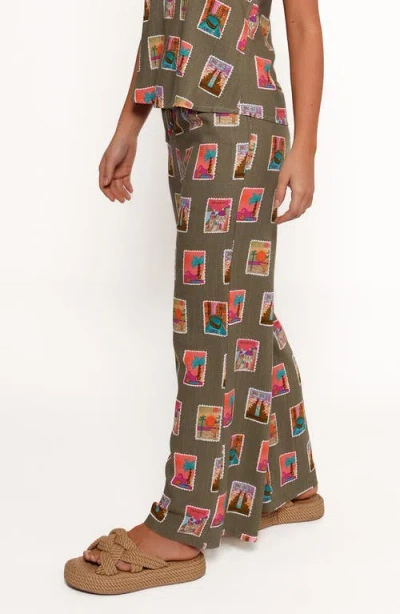 Petal And Pup Petal & Pup Hana Print Tie Waist Wide Leg Pants In Green