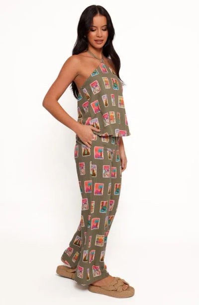 Petal And Pup Petal & Pup Hana Print Tie Waist Wide Leg Pants In Green