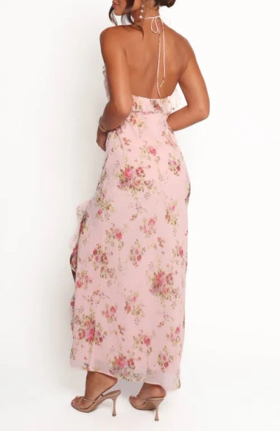 Petal And Pup Petal & Pup Patricia Ruffle Detail Halter Neck Maxi Dress In Pink