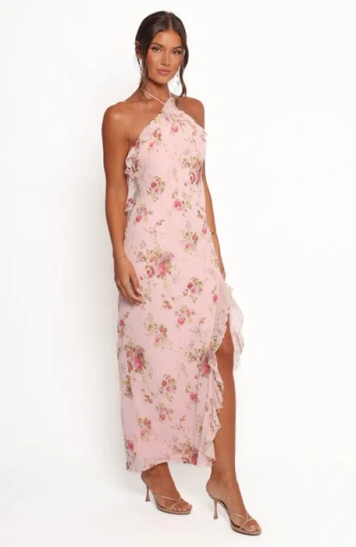 Petal And Pup Petal & Pup Patricia Ruffle Detail Halter Neck Maxi Dress In Pink