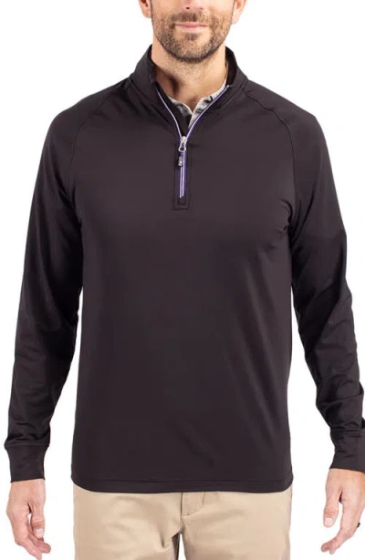 Cutter & Buck Adapt Eco Knit Stretch Recycled Mens Big And Tall Quarter Zip Pullover Jacket In Black