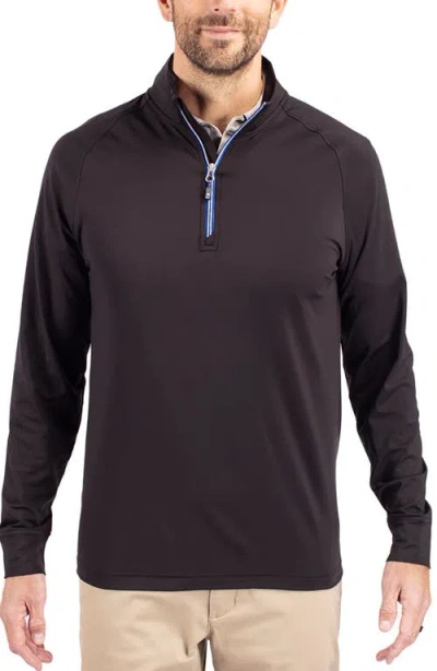 Cutter & Buck Adapt Eco Knit Stretch Recycled Mens Big And Tall Quarter Zip Pullover Jacket In Black