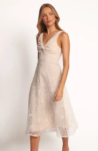 Petal And Pup Petal & Pup Louise Embroidered Flower Fit & Flare Midi Dress In Brown