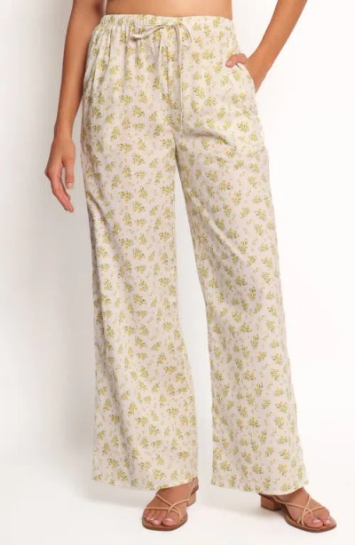 Petal And Pup Petal & Pup Ruthie Floral Drawstring Cotton Pants In Neutral