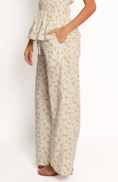 Petal And Pup Petal & Pup Ruthie Floral Drawstring Cotton Pants In Neutral