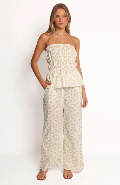 Petal And Pup Petal & Pup Ruthie Floral Drawstring Cotton Pants In Neutral