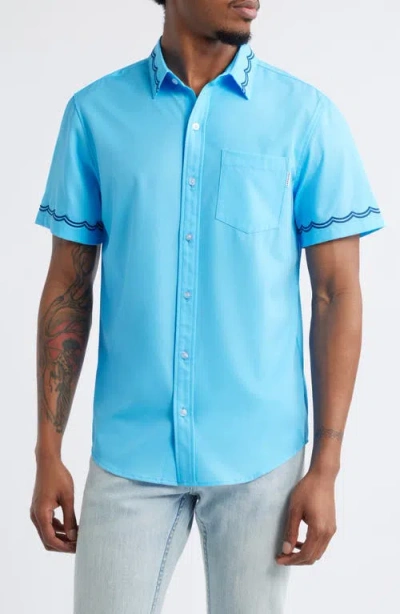 Mavrans Weekend Wave Embroidered Short Sleeve Performance Button-up Shirt