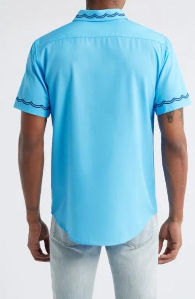 Mavrans Weekend Wave Embroidered Short Sleeve Performance Button-up Shirt