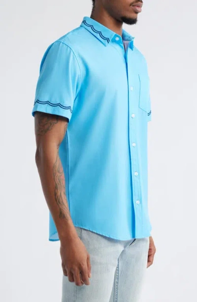 Mavrans Weekend Wave Embroidered Short Sleeve Performance Button-up Shirt