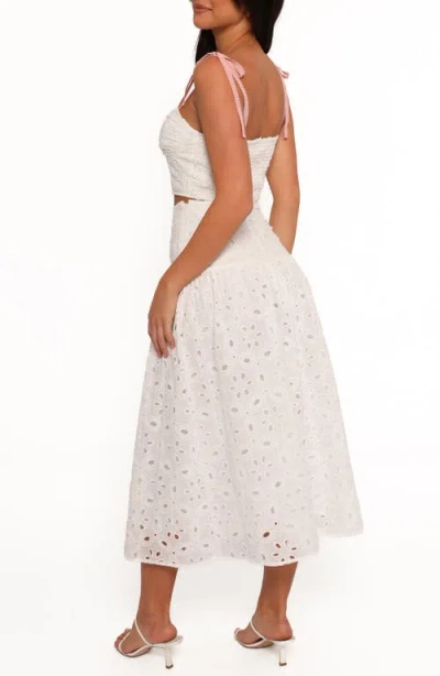 Petal And Pup Petal & Pup Kara Eyelet Cotton Bustier Crop Top & Maxi Skirt Set In Multi