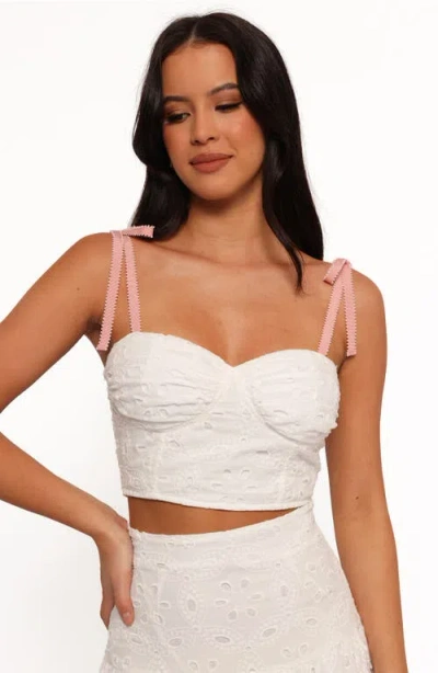 Petal And Pup Petal & Pup Kara Eyelet Cotton Bustier Crop Top & Maxi Skirt Set In Multi
