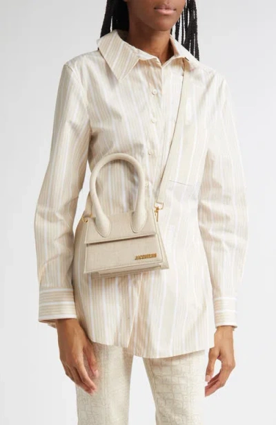 Jacquemus Le Chiquito Moyen Leather Top Handle Bag In Neutral