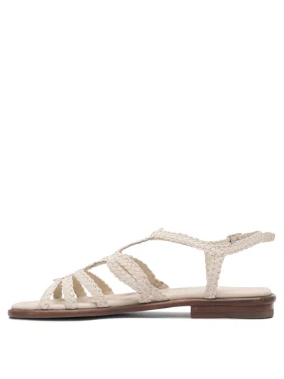 Pons Quintana Braided Leather Sandals With Adjustable Ankle Strap In Neutral