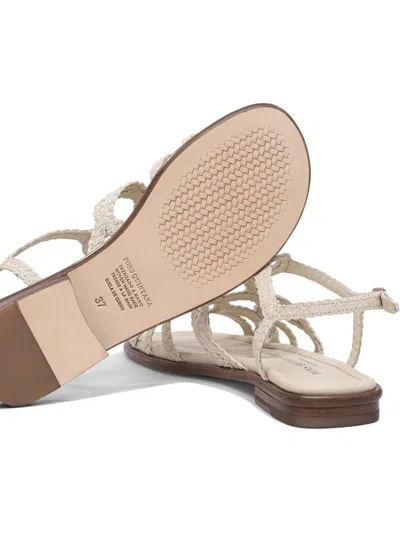 Pons Quintana Braided Leather Sandals With Adjustable Ankle Strap In Neutral