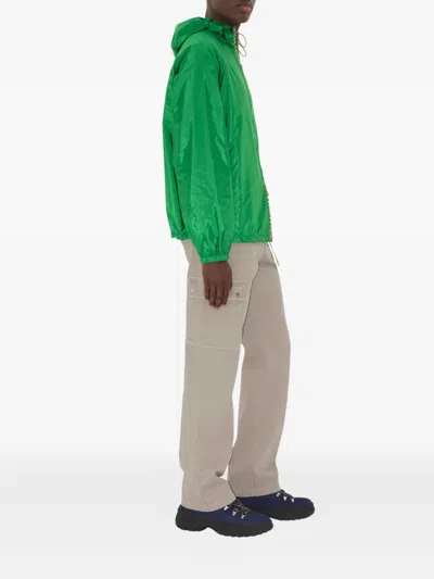 Burberry Check Trim Nylon Hooded Jacket In Green