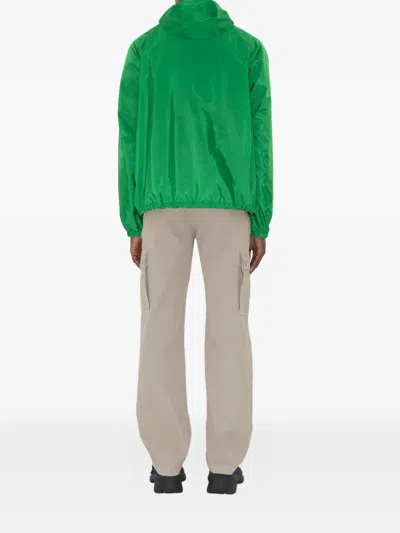 Burberry Check Trim Nylon Hooded Jacket In Green