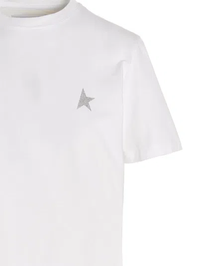 Golden Goose White And Silver Cotton Logo T-shirt