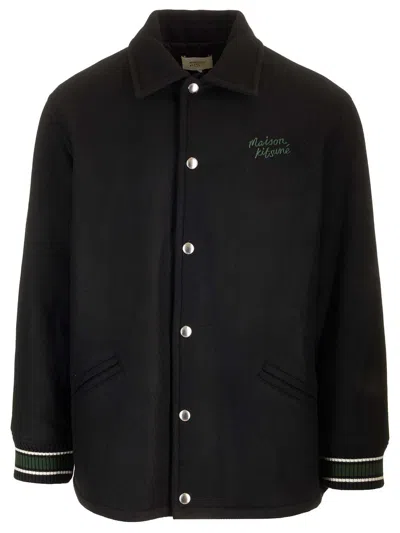 Maison Kitsuné Mountain Fox Patch Wool Varsity Jacket