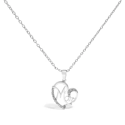 Haus Of Brilliance .925 Sterling Silver Cursive Mom Heart Diamond Accent Pendant Necklace In White