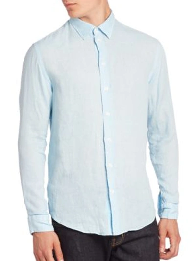 Giorgio Armani Textured Solid Long-sleeve Dress Shirt, Light Blue