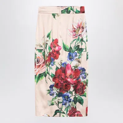 Dolce & Gabbana Longuette Skirt With Floral Print In Multi