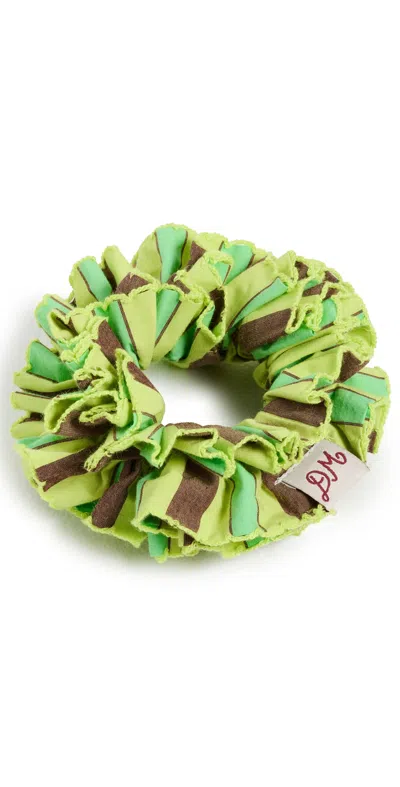 Damson Madder Garter Scrunchie In Tropical Stripe Lime