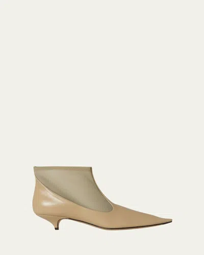 The Row Pointed Mesh Kitten-heel Booties In Gold