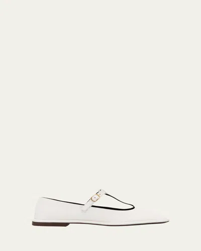 The Row Leather T-strap Ballerina Flats