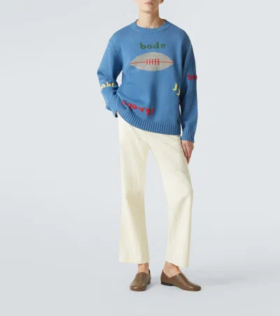 Bode Pullover Spirit Aus Baumwolle Und Wolle In Blue