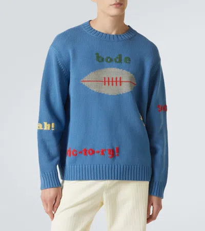 Bode Pullover Spirit Aus Baumwolle Und Wolle In Blue