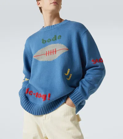 Bode Pullover Spirit Aus Baumwolle Und Wolle In Blue