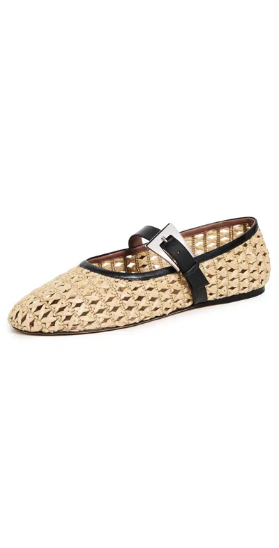 Paris Texas 'sveva' Beige Ballet Flats With Woven Design And Buckle Closure