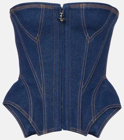 Vivienne Westwood Corset Bustier Top With Visible Stitching In Blue