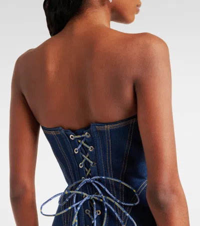Vivienne Westwood Corset Bustier Top With Visible Stitching In Blue