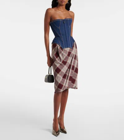 Vivienne Westwood Corset Bustier Top With Visible Stitching In Blue